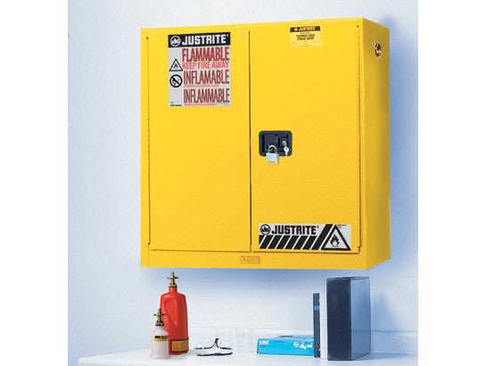 Sure-Grip® EX Wall Mount Flammable Safety Cabinet, Cap. 20 gallons, 3 shelves, 2 m/c doors - SolventWaste.com
