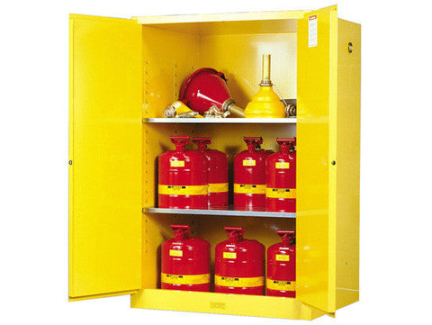 Sure-Grip® EX Flammable Safety Cabinet, Cap. 90 gallons, 2 shelves, 2 manual-close doors - SolventWaste.com