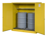 Sure-Grip® EX Vertical Drum Safety Cabinet and Drum Rollers, Cap. 110 gal., 1 shelf, 2 m/c doors - SolventWaste.com