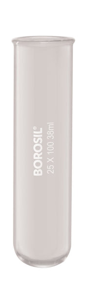 Borosil® Tubes - Test - Reusable - Beaded Rim - 170mL - 38mm x 200mm (OD x H) - CS/50 - SolventWaste.com