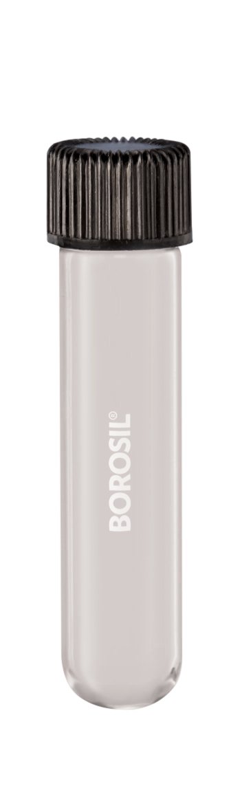 Borosil® Tubes - Culture - Round Bottom - Clear - PTFE-Lined PP Screw Caps - 10mL - CS/100 - SolventWaste.com