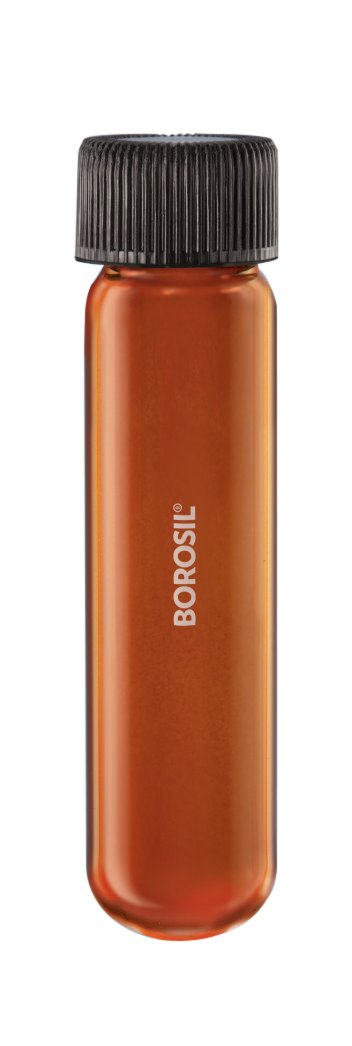 Borosil® Tubes - Culture - Round Bottom - Amber - PTFE-Lined PP Screw Caps - 10mL - CS/100 - SolventWaste.com