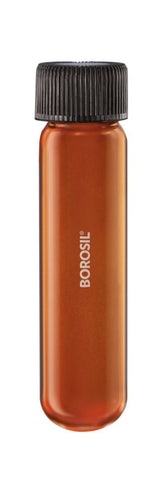Borosil® Tubes - Culture - Round Bottom - Amber - PTFE-Lined PP Screw Caps - 150mL - CS/50 - SolventWaste.com