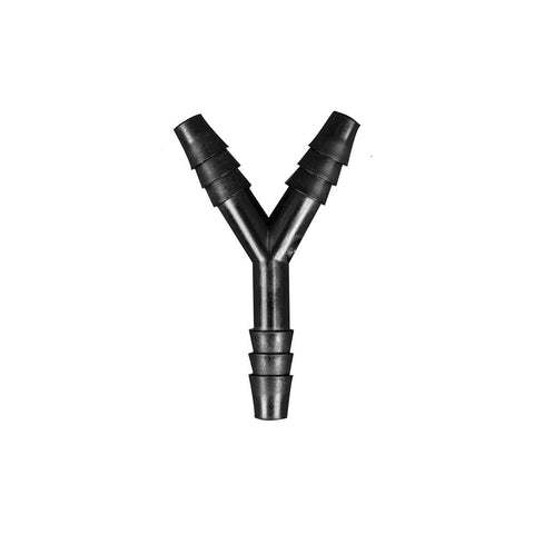 Y Connector Fitting Pack, Polypropylene, 1/4" Hose Barb x 1/4" Hose Barb to 1/4" Hose Barb, 10/pk - SolventWaste.com