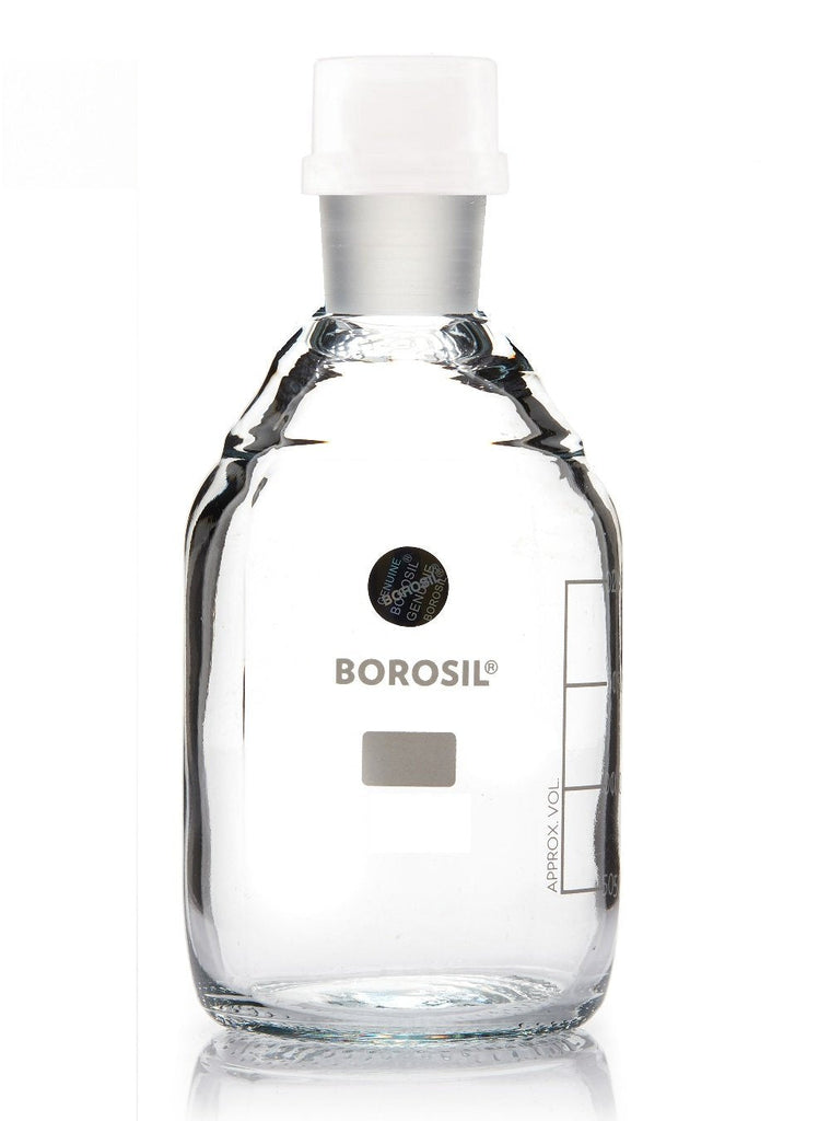 Borosil® BOD Bottle I/C Stopper & Plastic Cap - 300 mL - CS/30 - SolventWaste.com