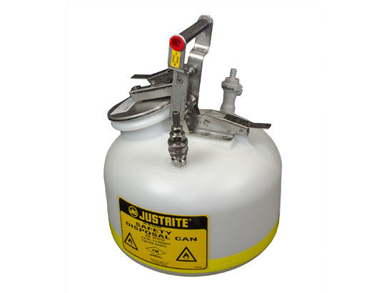 Quick-Disconnect Disposal Safety Can with fittings for 3/8" tubing, 2 gal., polyethylene - SolventWaste.com
