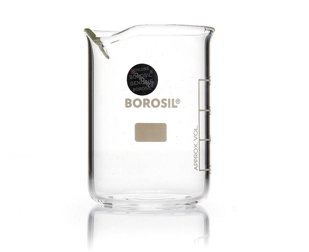Borosil® Low-Form Glass Beaker with Spout - 25mL - CS/60 - SolventWaste.com