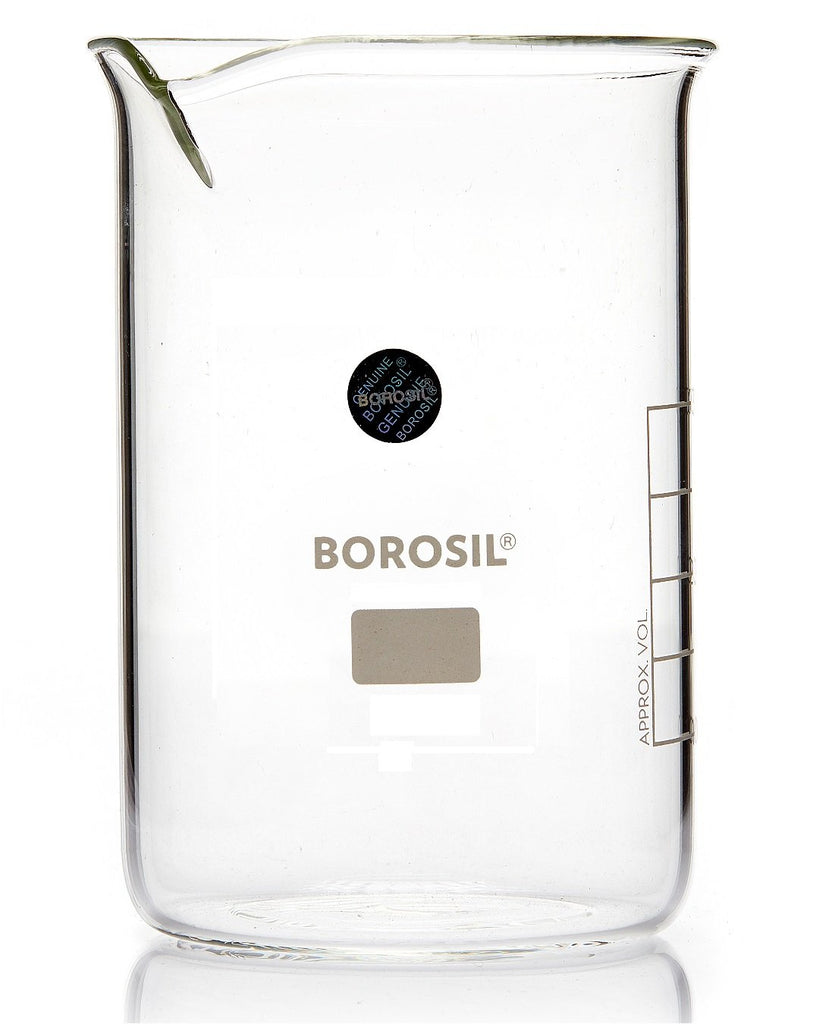 Borosil® Tall-Form Glass Beakers with Spouts - 150mL - CS/40 - SolventWaste.com