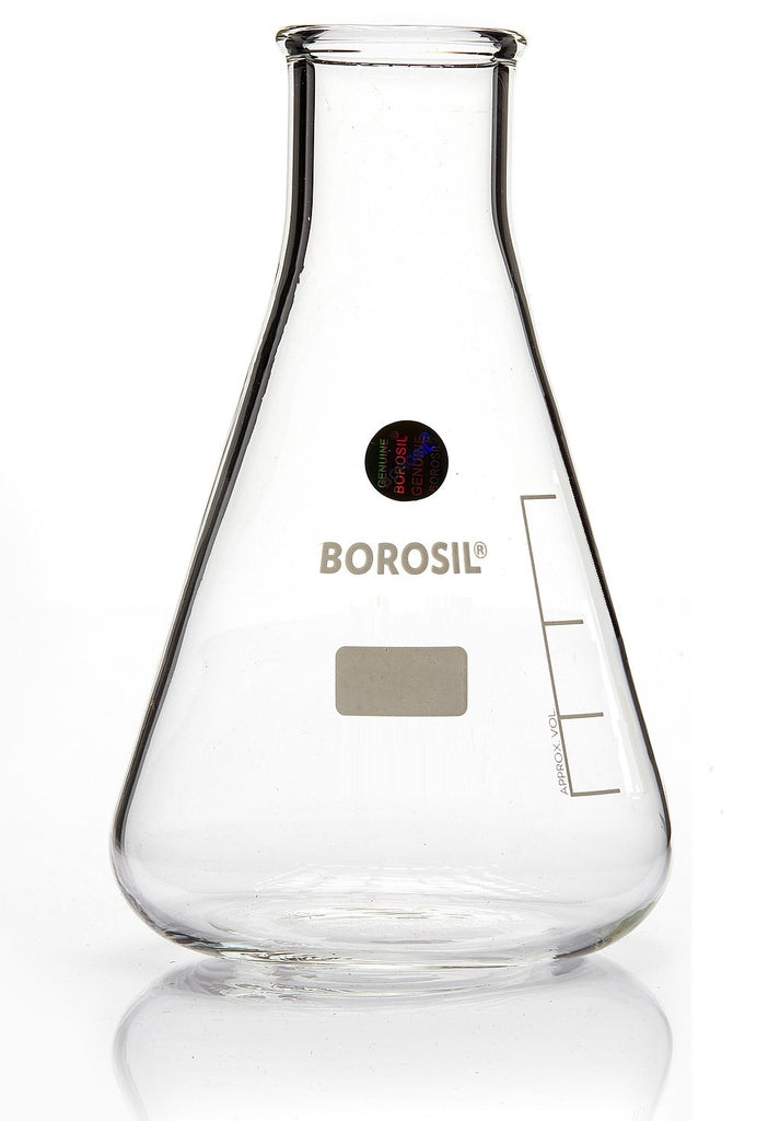 Borosil® Flasks - Erlenmeyer - Narrow Mouth - Beaded Rim - 3000 mL - CS/4 - SolventWaste.com