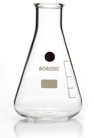 Borosil® Flasks - Erlenmeyer - Narrow Mouth - Ground Glass Neck - 100mL - 24/29 - CS/10 - SolventWaste.com
