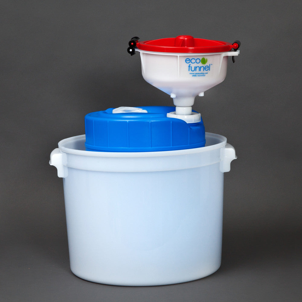 8" ECO Funnel System, 5 gal, 70mm Cap, Secondary Container - SolventWaste.com