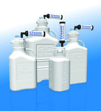EZwaste® XL Safety Vent Carboy 75L HDPE with VersaCap® 120mm, 6 Ports for 1/8'' OD Tubing and a Chemical Exhaust Filter - SolventWaste.com