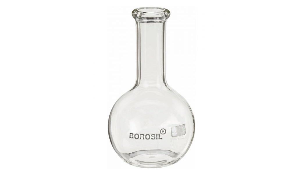 Borosil® Flasks - Boiling - Flat Bottom - Ground Glass Neck - 250mL - 24/29 - CS/5 - SolventWaste.com
