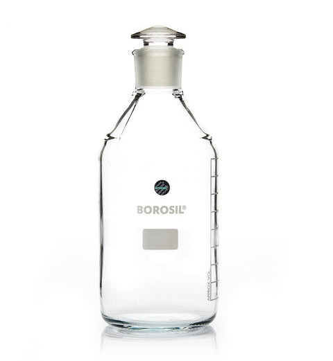 Borosil® Clear Reagent Bottles with Stoppers - 125mL - 19/26 - CS/50 - SolventWaste.com