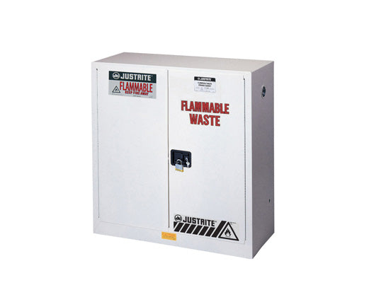 Flammable Waste Safety Cabinet, Steel, Cap. 45 gallons, 2 shelves, 2 self-close doors - SolventWaste.com