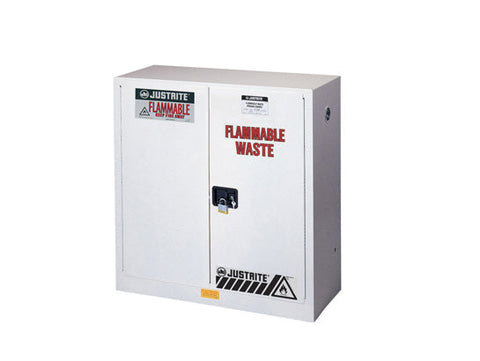 Flammable Waste Safety Cabinet, Steel, Cap. 45 gallons, 2 shelves, 2 self-close doors - SolventWaste.com