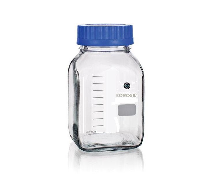 Borosil® Wide Mouth Bottles - Square - 500mL - CS/10 - SolventWaste.com