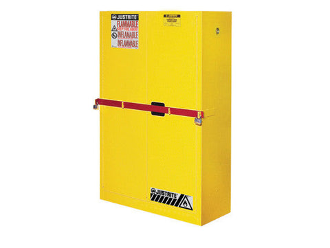 High Security Flammables Safety Cabinet w/steel bar, Cap. 45 gals., 2 shelves, 2 s/c doors - SolventWaste.com
