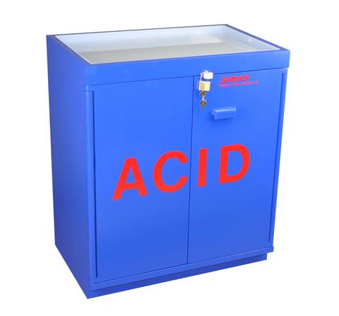 Floor Acid Cabinet, Partially Lined, Top Tray - SolventWaste.com