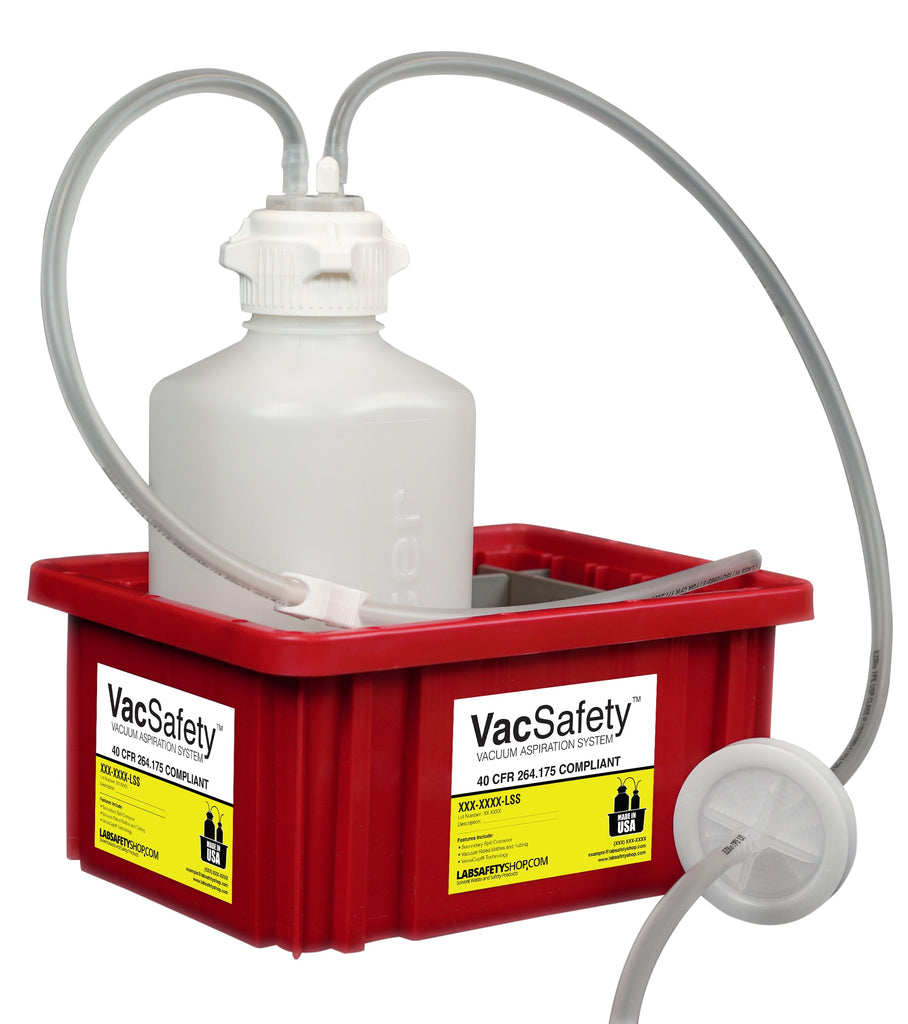 VacSafety™, HDPE, 2L, Red Bin, 1/4" ID Tubing - SolventWaste.com