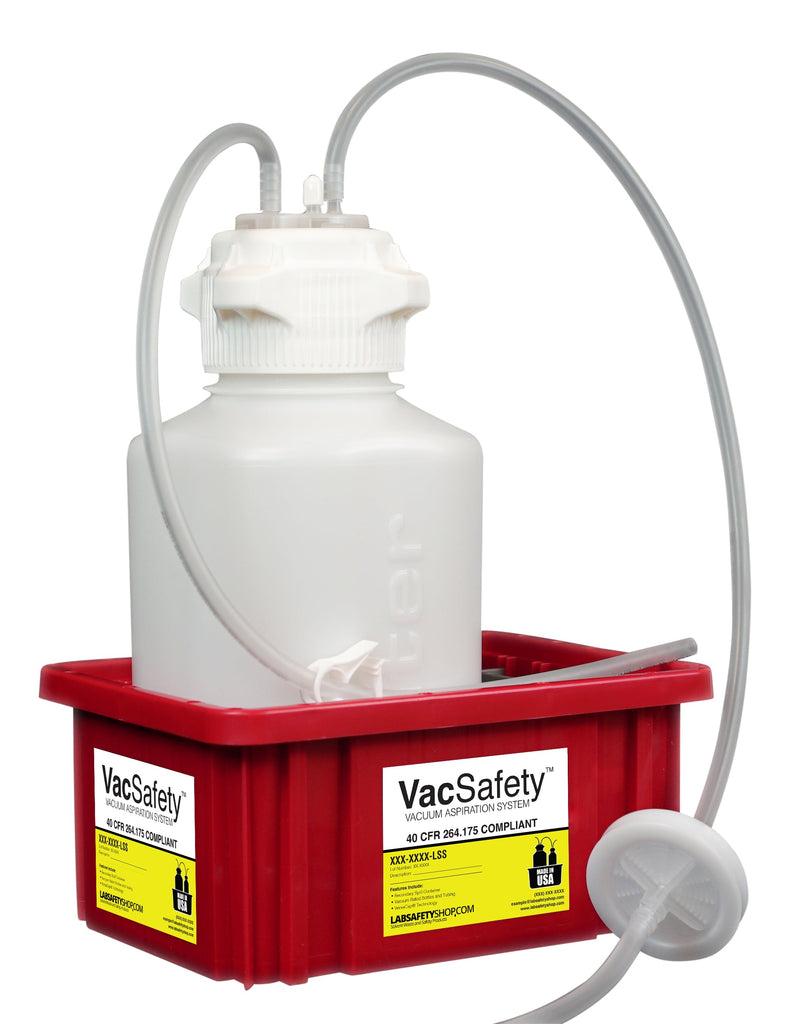 VacSafety™, HDPE, 4L, Red Bin, 1/4" ID Tubing - SolventWaste.com