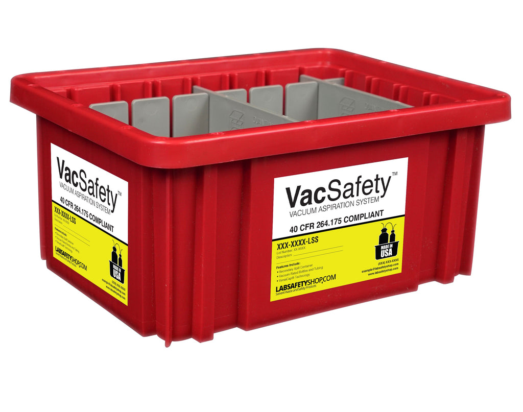 VacSafety™, Red Bin w/ Dividers - SolventWaste.com