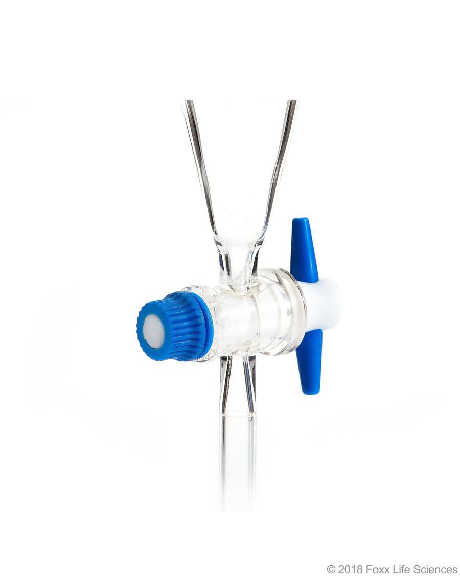 Borosil® Glass  Separating Funnels - Pear Shape - with PTFE stopcock - Interchangeable stopper CS/10 500mL - SolventWaste.com