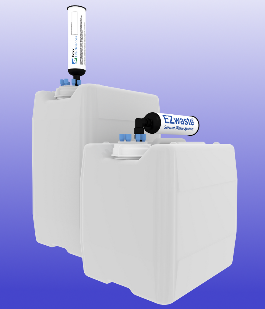 EZwaste® UN/DOT Filter Kit, VersaCap® 70S , 4 ports for 1/8" OD Tubing, 3 port for 1/4" OD Tubing, one Level Sensor Port with fluid sensor and 20L Container - SolventWaste.com