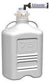 EZwaste® XL Safety Vent Carboy 75L HDPE with VersaCap® 120mm, 4 Ports for 1/8” OD Tubing, 4 Ports for ¼” OD Tubing and a Chemical Exhaust Filter - SolventWaste.com