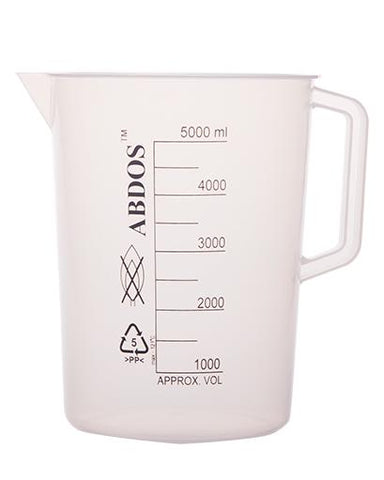 Abdos Printed Beakers with Handle, Polypropylene (PP) 5000ml, 2/CS