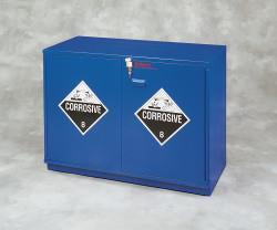 Under-the-Counter, Corrosive Cabinet, Partially Lined, 23", Left Hinge, Blue - SolventWaste.com